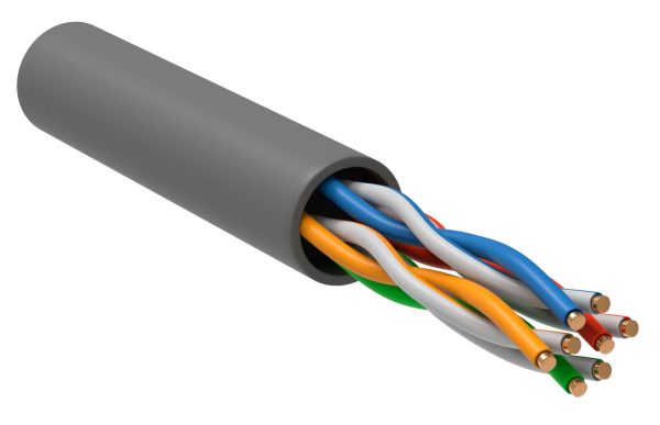 ITK Кабель связи витая пара U/UTP, кат.5E 4*2*24AWG solid, PVC, 305м, серый